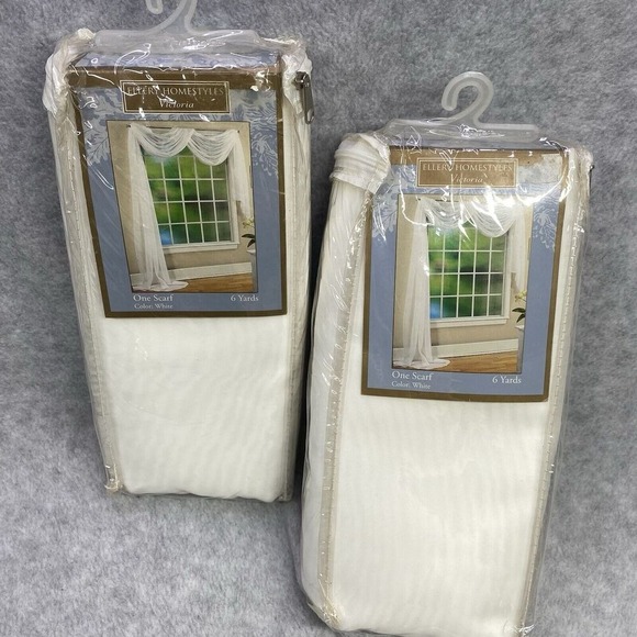 Ellery Homestyles Other - Ellery Homestyles Victoria White Voile Sheer Curtain Panels 6 Yards Set of 2
